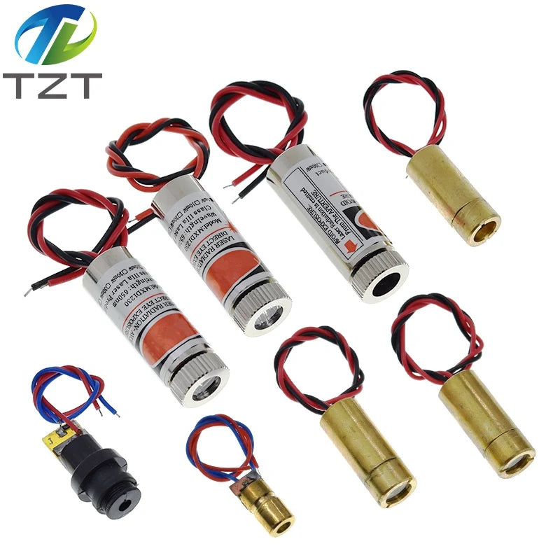 TZT 650nm 5mW 6MM 9MM 12MM Red Point / Line / Cross Laser Module Head Glass Lens Focusable Focus Adjustable Laser Head
