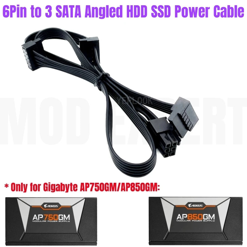 Modular Power Cable for GIGABYTE AORUS AP750GM AP850GM, GPU PCIe 8Pin 6+2Pin, CPU 4+4Pin, HDD SSD SATA Molex IDE 4Pin, ATX 24Pin