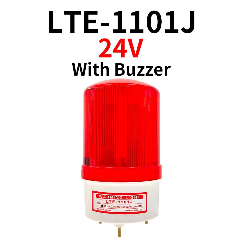 12V/24V LED Strobe Signal Warning Buzzer Light Warning Lamp Sound Indicator Light Flashing Security Alarm 220V LTE-1101J
