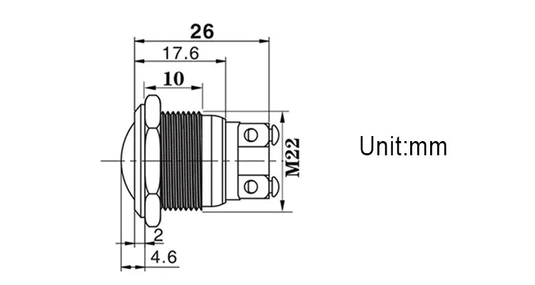 Screw Electronic Button Switch Metal Pressure Switch Waterproof Momentary Push Button 12v 240v Switches 12/16/19/22mm