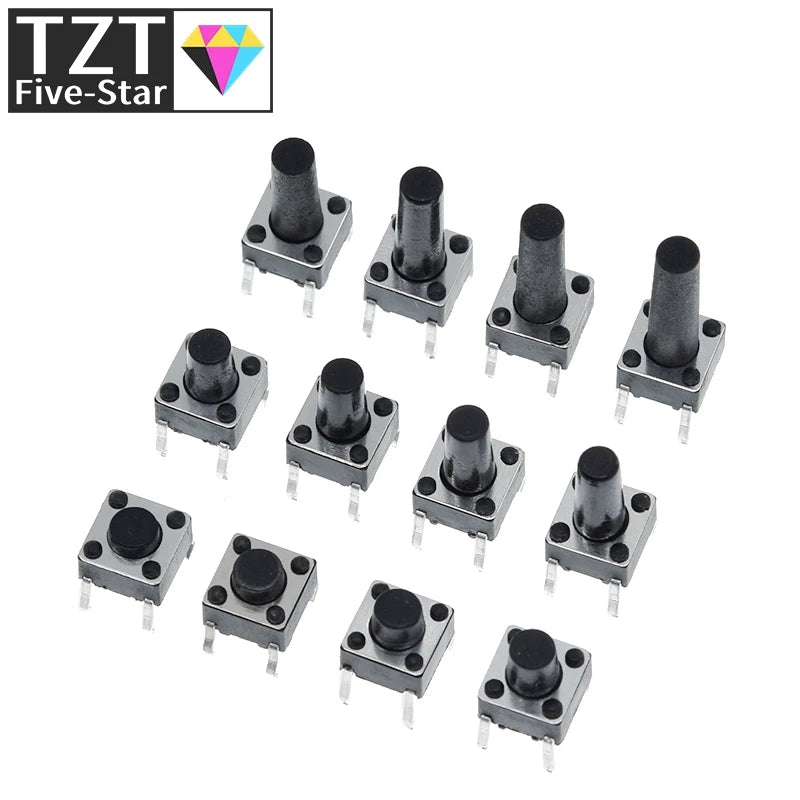 GREATZT 6X6X5/4.3/5.5/6/7/8/9/10/13MM Tact Switch Push Button Switch 12V 4PIN DIP Micro Switch For TV/Toys/home use Button