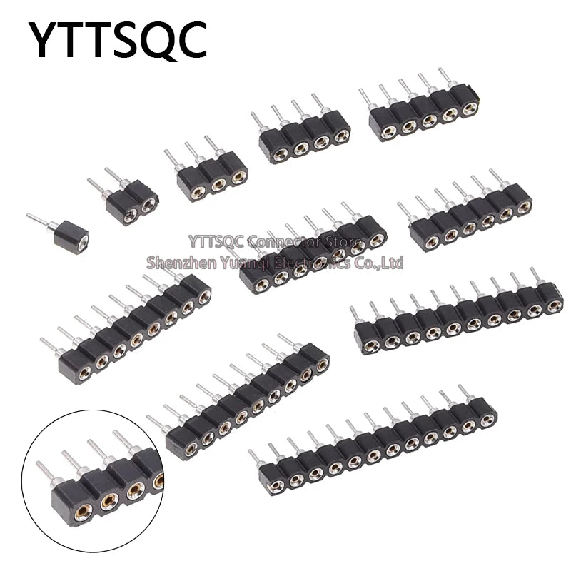 1P-40P 2.54mm Round Hole Straight Pin Single Row 0.1" Breakable Stackable PCB IC Crystal Transistor Female Tin Pin Header Socket
