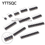 1P-40P 2.54mm Round Hole Straight Pin Single Row 0.1" Breakable Stackable PCB IC Crystal Transistor Female Tin Pin Header Socket