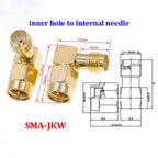1/3/5piece SMA Male Female RF Straight Connector 90 Degree Right Angle Tee Type 3Way Splitter RPSMA To RP-SMA Male Adapter