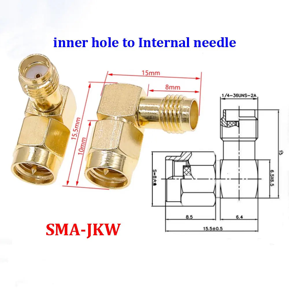 1/3/5piece SMA Male Female RF Straight Connector 90 Degree Right Angle Tee Type 3Way Splitter RPSMA To RP-SMA Male Adapter