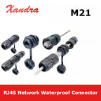 Waterproof M21 RJ45 Ethernet Connector 8P8C Network Socket Through Wall Panel Mount IP67 Straight Through Male Female Plug Cat5