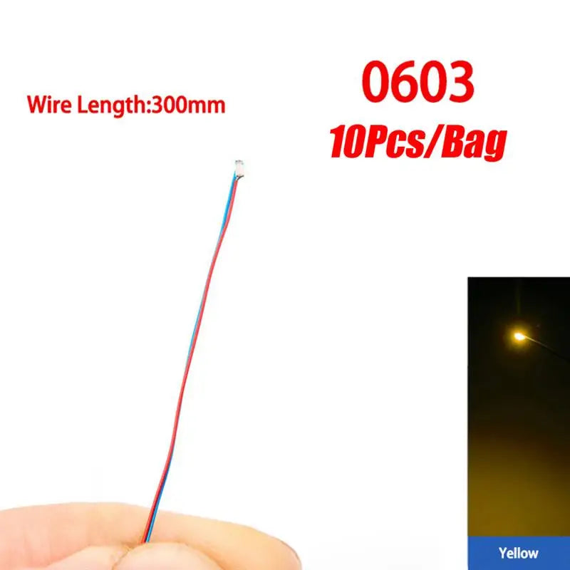 10Pcs/Set DIY Model Kits LED 0402 0603 0805 1206 SMD Lamp Wired Micro LED Chip 3V 30cm Pre-Soldered Miniature Scenes Toy Lights