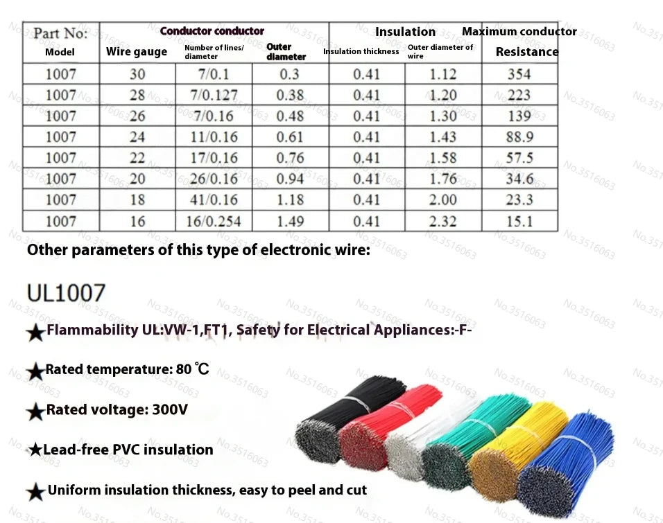 100Pcs PVC UL1007-22AWG 24/26/30AWG Tinned Electronic Wire PCB Jumper Cable 5/10/15/20cm Red Black Blue Yellow Green50/100/200mm