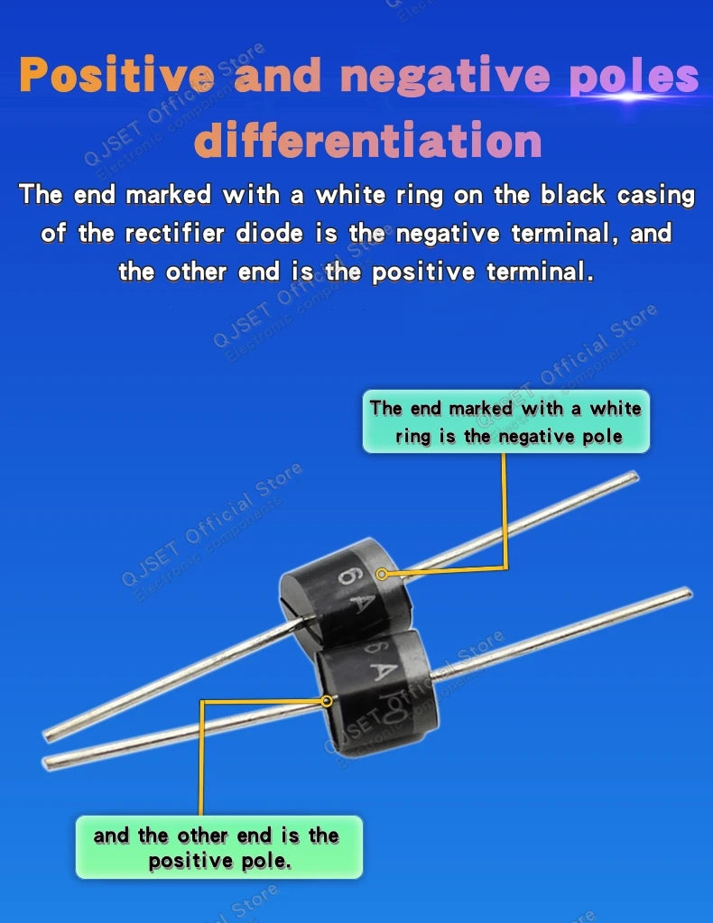 20pcs 6A10 10A10 20A10 30A10 DIP Rectifier Diodes 6A 10A 20A 30A 1000V R-6 High Voltage High Current Backflow Prevention Diode6A