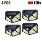 1-4PCS Solar LED Wall Light,100 LED Outdoor Motion Sensor Lights Waterproof Solar Wall Lamp for Garden Fence Yard Pathway Stairs