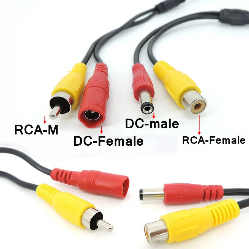 4Pin M12 GX12 Aviation Head Male/Female to RCA DC Male Female Connector Cable Plug Cord Converter for Car Rear Camera Monitor T1