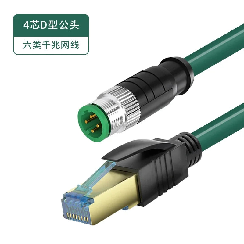 M12 Sensor Connector Wire CAT6 4Pin 8Pin A/D/X Code to RJ45 Adapter Ethernet Cable Industrial Camera Shielded Twisted Pair Line