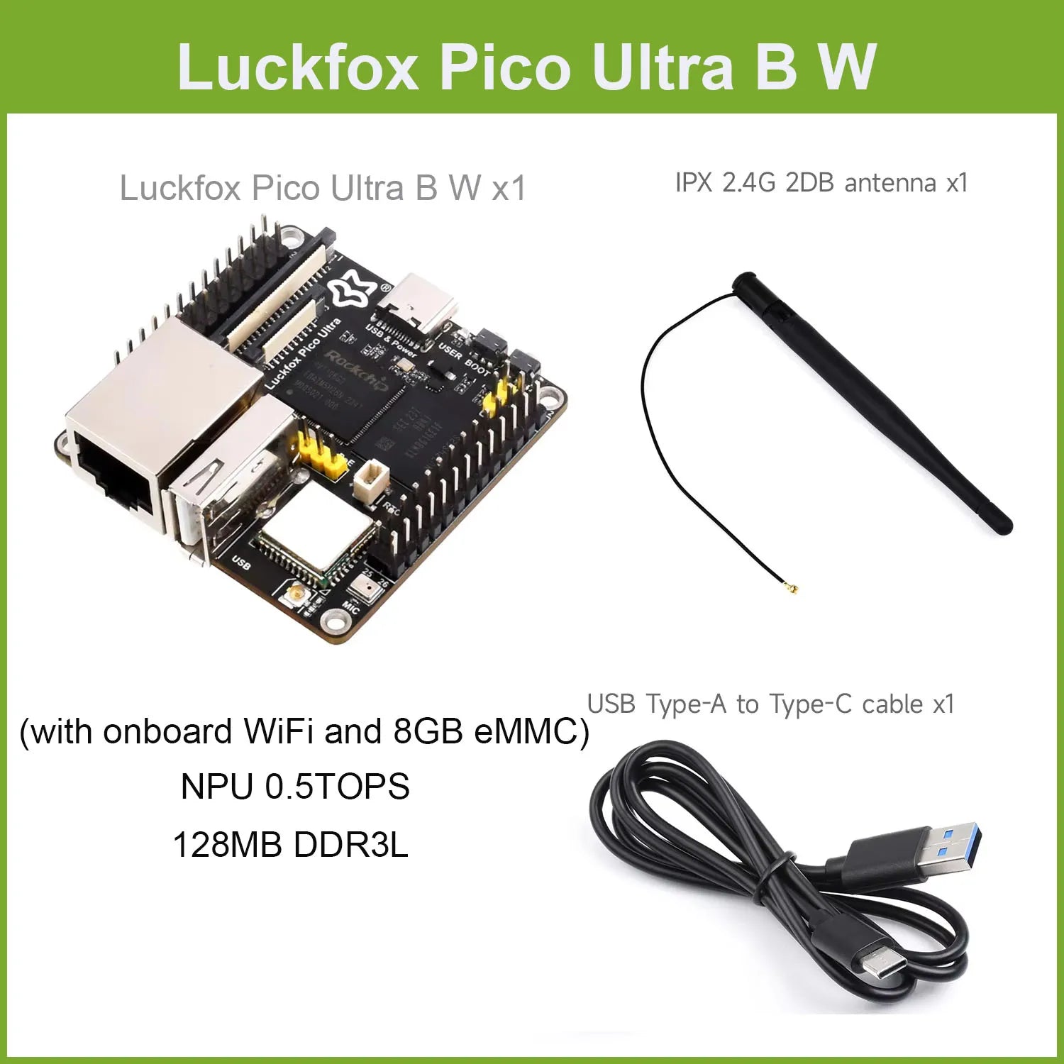 Luckfox Pico Ultra B RV1106 Linux Micro Development Board, Integrates ARM Cortex-A7/RISC-V MCU/NPU/ISP Processors