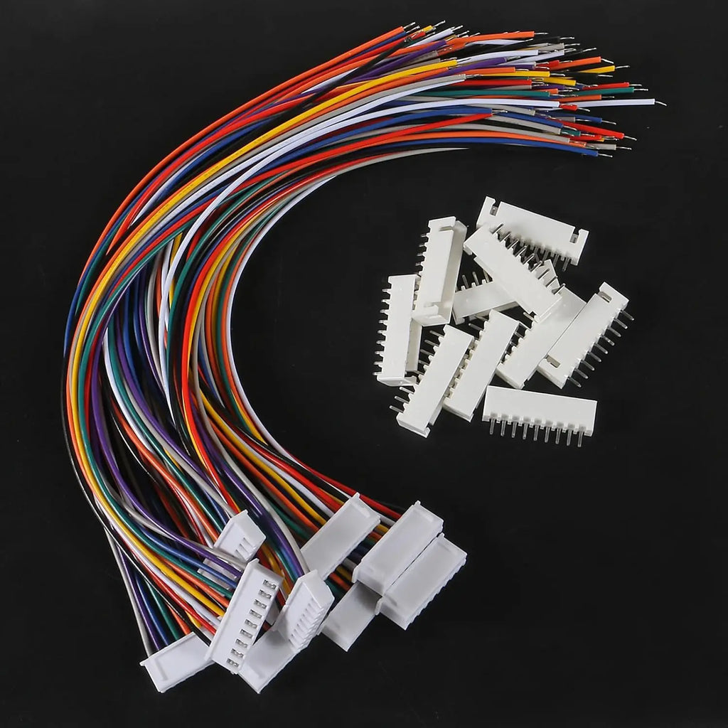 90Pairs JST-XH Connector Kit, XH 2.54mm 2/3/4/5/6/7/8/9/10 Pin Header Male and Female Connectors Plug Adapter with Flat Wire Cab