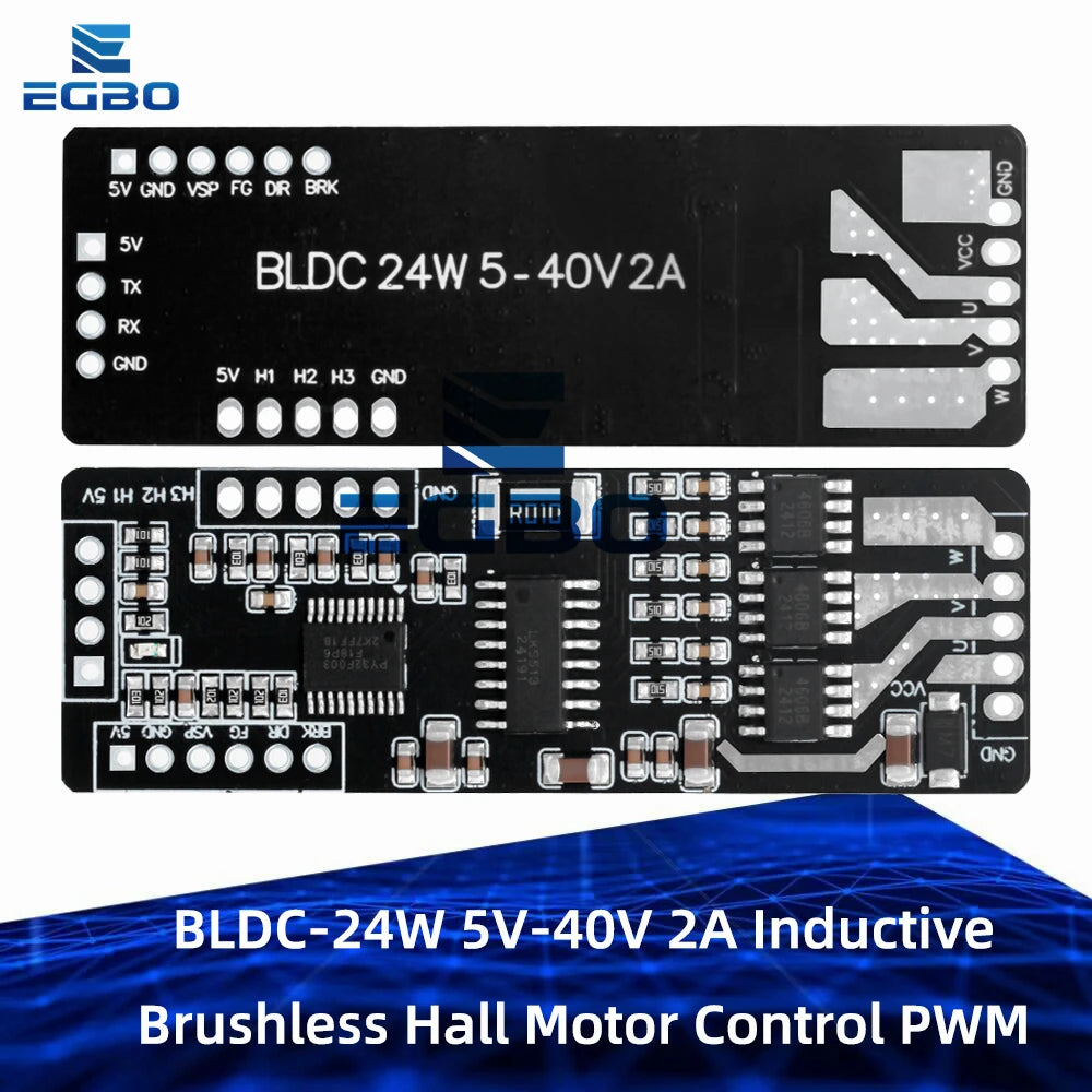 24W BLDC Motor Driver Module 5V-40V 2A Three-Phase PWM with Hall Sensor and Inductive Control