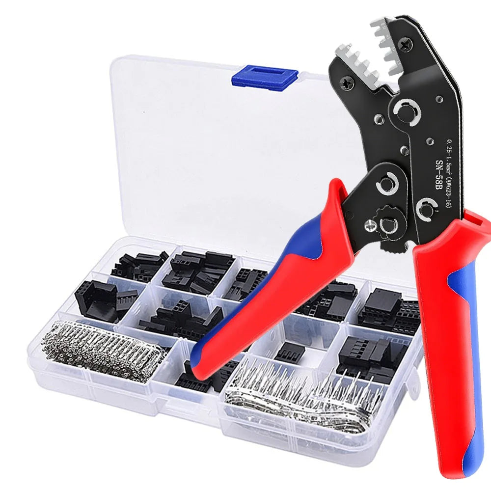 620PCS Dupont Crimping Tool Kit 2.54mm Pitch Single Row Male Headers, Dupont Crimp Pins Jumper Wire Crimping Plier Hand Tool