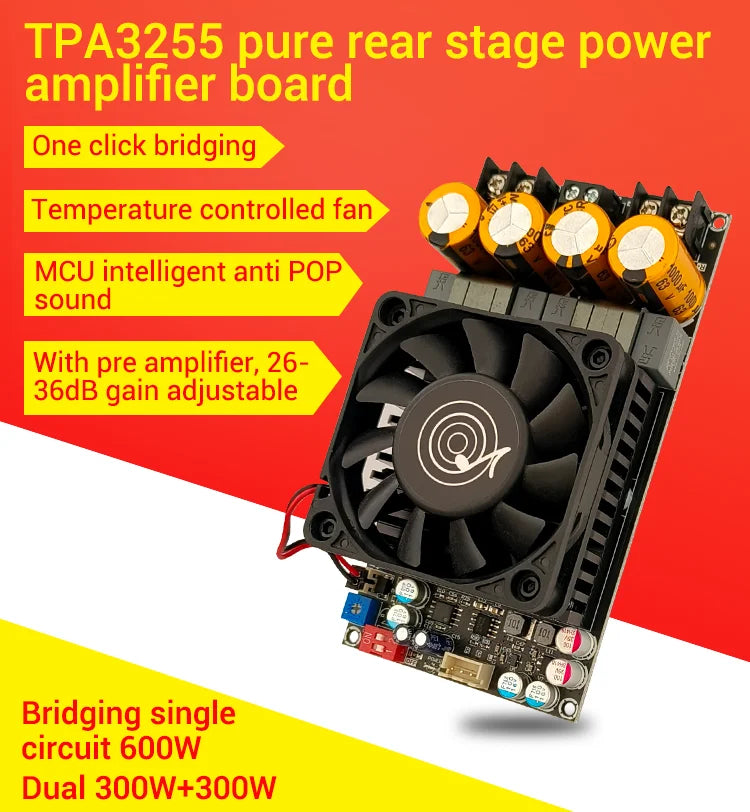 ZK-3002 Pure Rear Level Digital Amplifier Board Stereo 300Wx2 TPA3255 Bridged Mono 600W AMP Audio Music Power Amplifier Board
