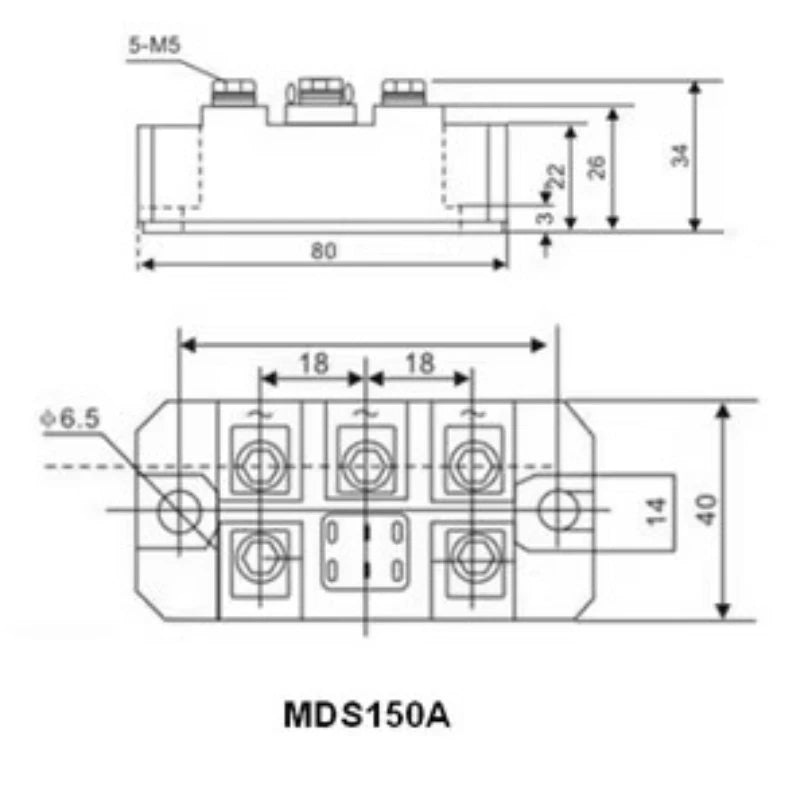 MDS 150Amp 1600V Three phase rectifier bridge MDS150A1600V  12V 24V 36V 48V 220V 480V 600V AC-DC high-power module