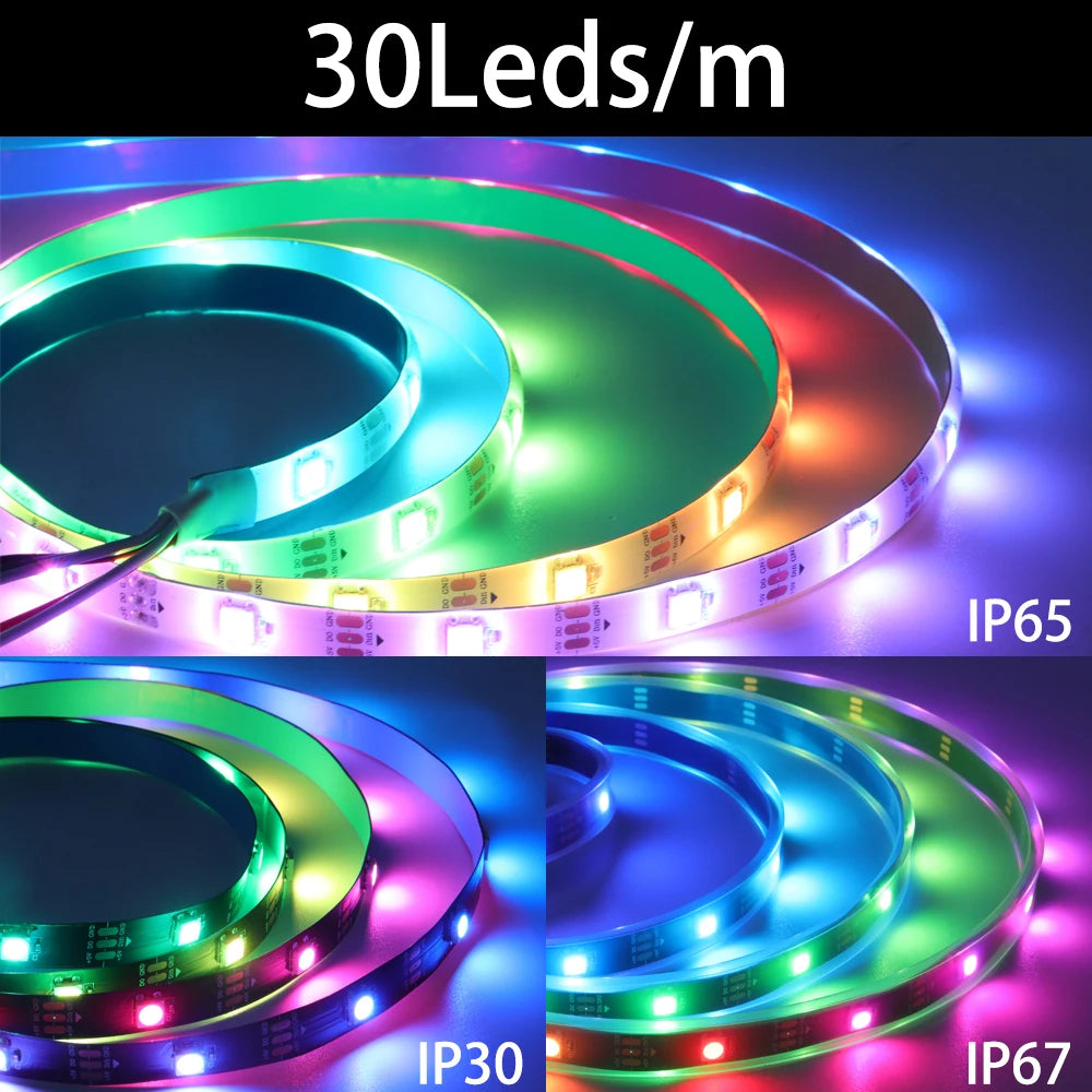 WS2812B WS2811 WS2813 WS2815 5050 RGBIC Smart LED Strip WS2812 Individually Addressable IC 30/60/144Pixels/Leds/m Light DC5V/12V
