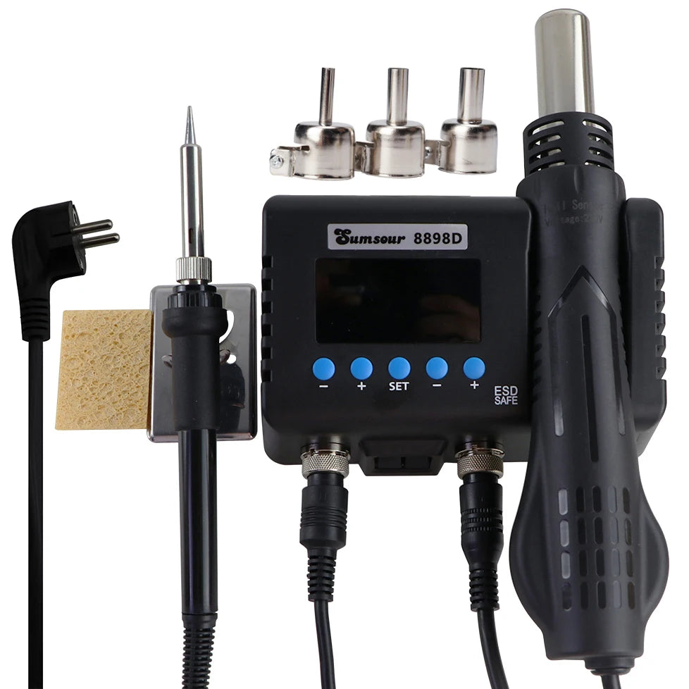 Soldering Station Digital Temperature Adjustable 2 in 1 SMD Solder Iron Hot Air Heat Gun Welding Rework For PCB IC Repair Tools