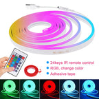 5V USB RGB LED Neon Strip Light 24key Remote Control Adhesive Tape 3535 108LED/m 6x12mm Waterproof Flexible Lamp Home Decoration