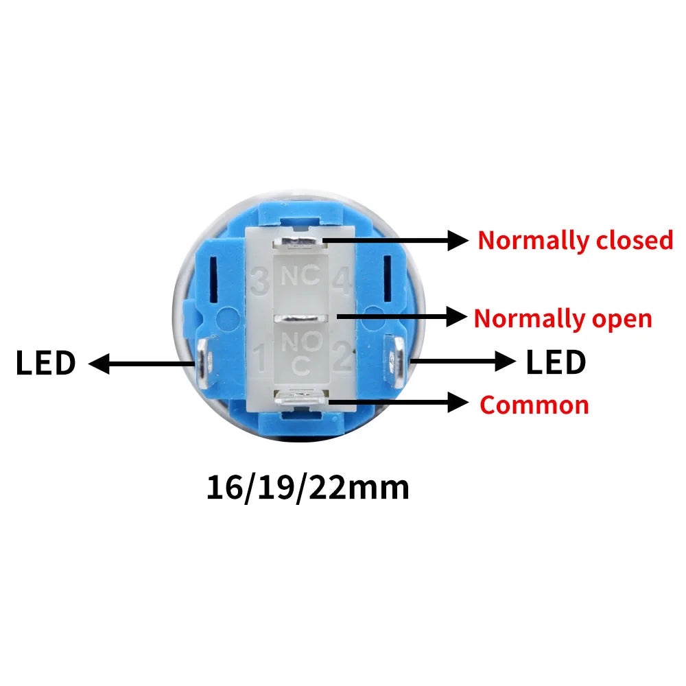 40pcs 22mm Push Button Switch Latching Momentary Metal PC Power LED Light On Off with Wire Waterproof 12v 3v 5v 6v 24v 220v Red