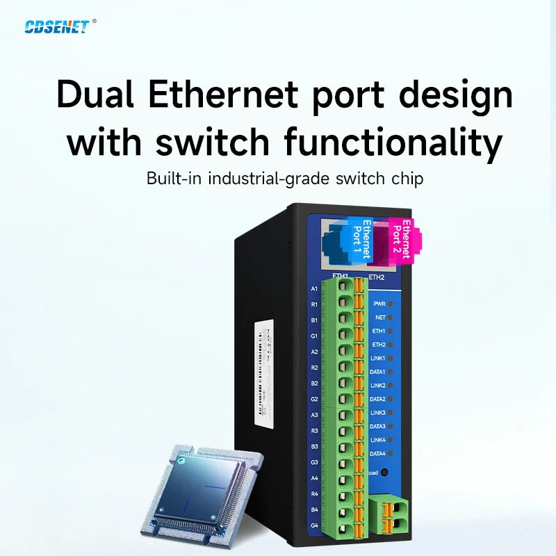 4 Channel Serial Server RS485 RS232 RS422 to Ethernet CDSENET NB144-V2 Series TCP UDP MQTT HTTP Modbus Storage Gateway Watchdog