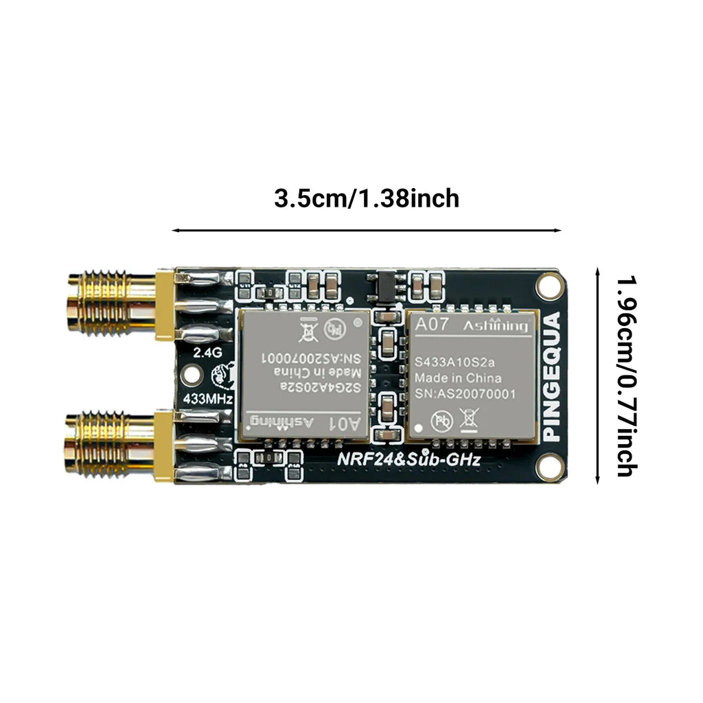 New Flipper Zero RF Development Board, PINGEQUA RF Lab App-Ready, NRF24 + CC1101 Module 2.4GHz & 433MHz Auto Switch