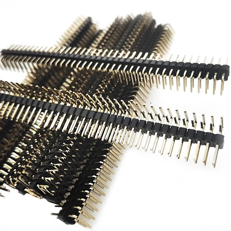 2.54mm Right Angle 2*3/4/5/6/8/10/40P Double Row R1 B6mm 0.1" Gold High Temp Reflow Male Brass Pin Header Strip PCB RA Connector