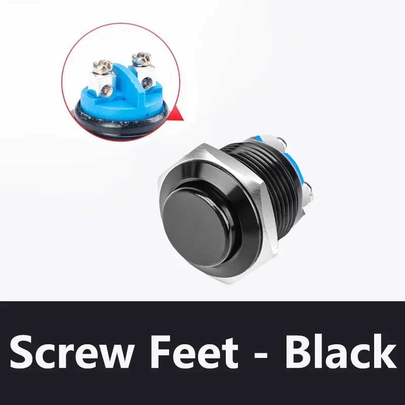 2/5/10Pcs Waterproof IP67 16mm Round Metal Switch Self-reset ON-OFF Momentary Push Button Switch