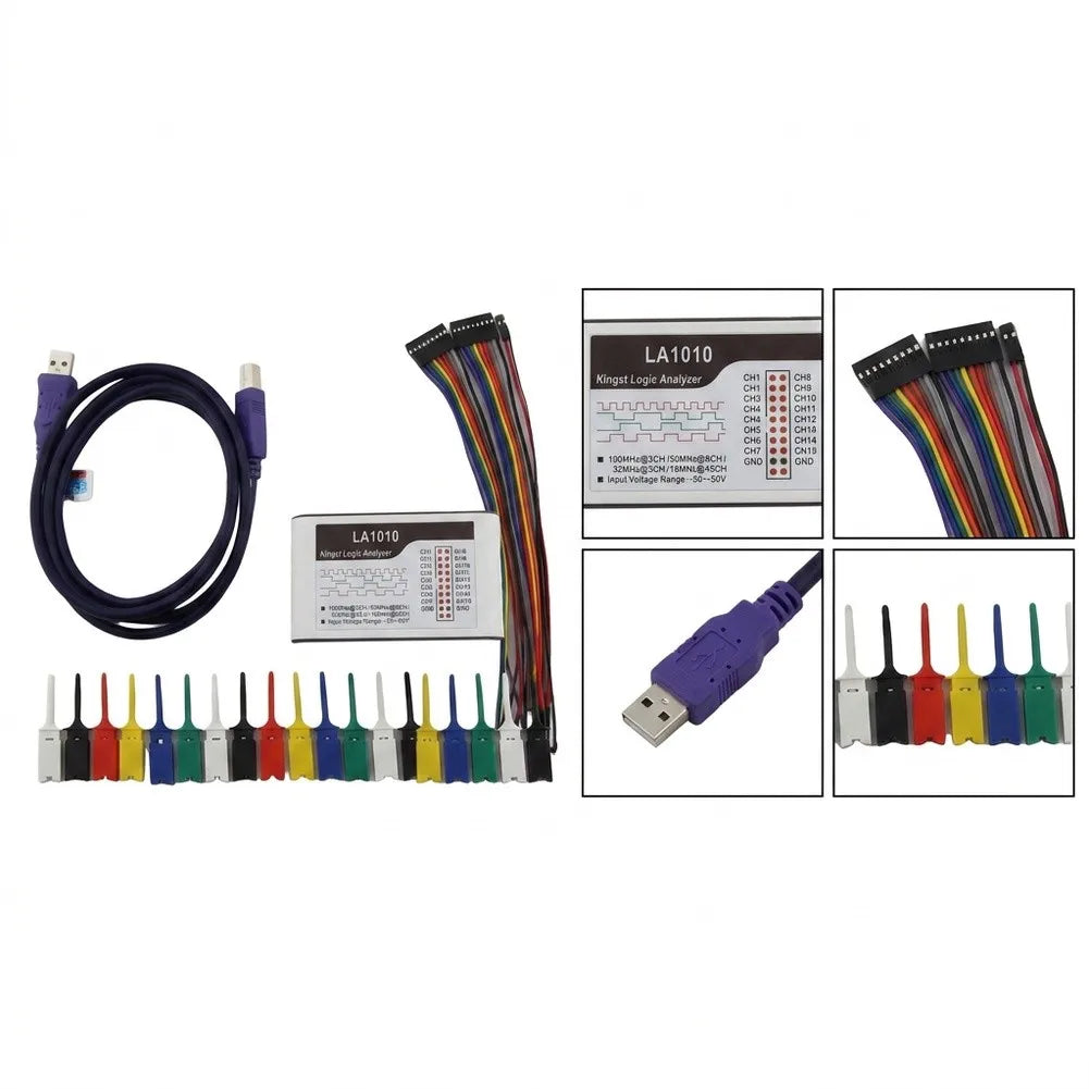 LA1010 For Logic Analyzer 16 Channel 100MHz Sampling Rate For Protocol Debugging UART I2C For Spi RS232 Electronic Testing Tool