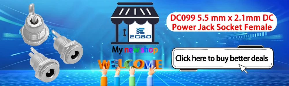 DC099 5.5 mm x 2.1mm DC Power Jack Socket Female Panel Mount Connector Metal DC-099 Open Hole 11MM 5.5*2.1 5.5*2.5