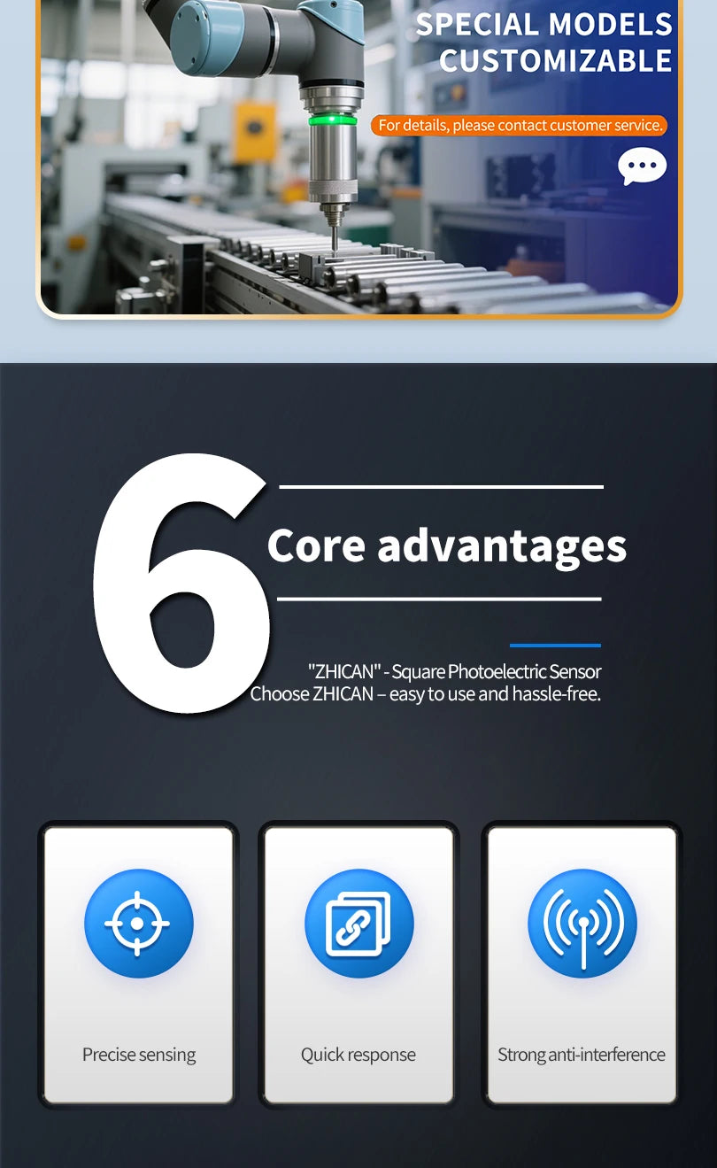 ZHICAN ZC3E Background Suppression Laser Photoelectric Sensor Adjustable Distance Diffuse Reflective Detection Switch