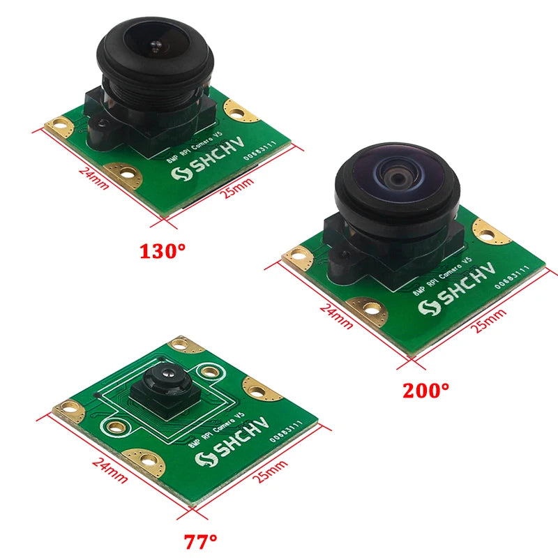 Raspberry Pi 8MP Camera IMX219 Sensor Module 77 130 200Degree Fisheye MINI CSI Interface with 15cm FFC for Raspberry Pi5 PRi Pi5