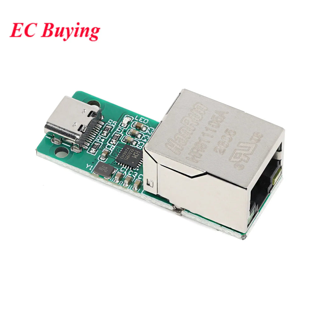 USB to RJ45 Ethernet Interface Module CH397A Type-C to RJ45 Ethernet Adapter Board Compatible USB2.1 IEEE802.3 10Mbps 100Mbps