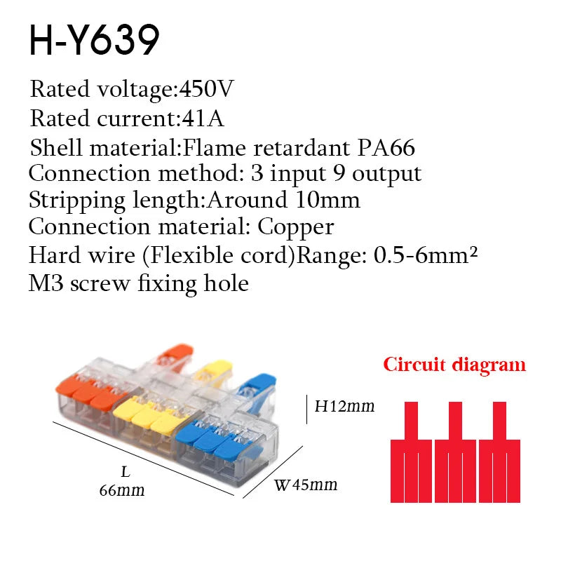 Wire Connector Electrical Terminal Blocks Splitter Led Push in Quick Connectors Conductor Cable  Junction Box 0.5-6mm²