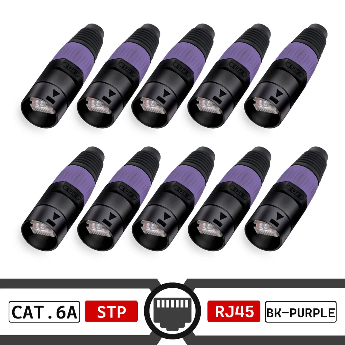 10pcs STP RJ45 8P8C CAT.6A Crystal Jack+10pcs Waterproof RJ45 Male Plug LAN Network Ethernet Ethercon Connector Wire Connectors