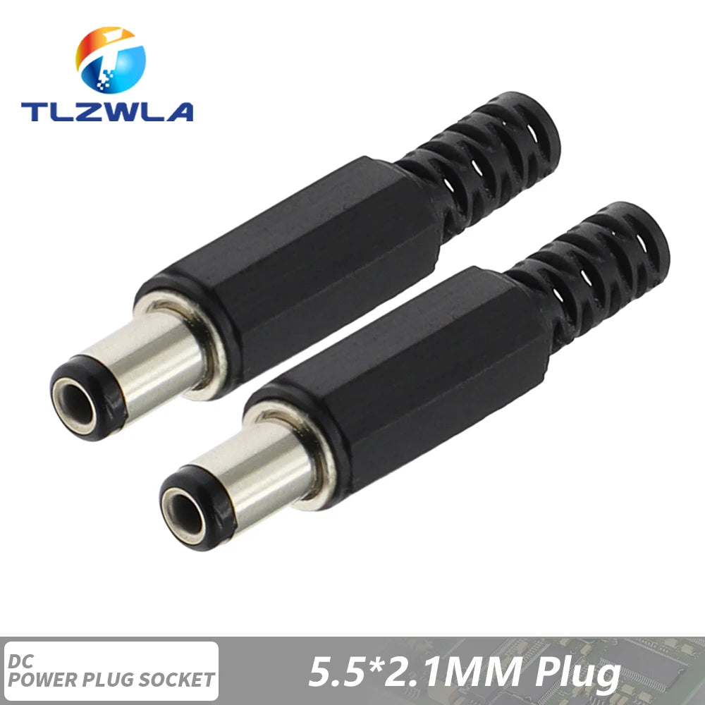 10Pcs DC Connectors 5.5x2.1mm 3.5x1.3mm DC Power Plug Male Female Jack Socket Nut Panel Mount DC Power Adapter Connector 5.5*2.1