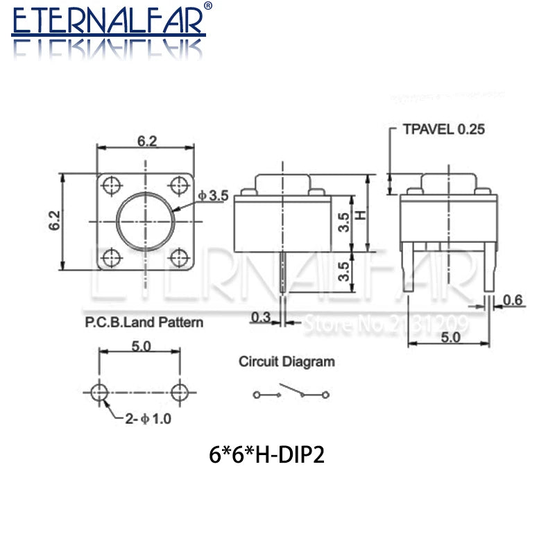 Tact Push Button Switch 12V Copper 4PIN DIP2 SMD Micro Switch 6X6X5 4.3 5 5.5 6 7 8 9 10 11 12 13 15MM TV Toys Home Use Button