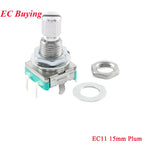 5Pcs/1pc Rotary Encoder EC11 EC12 EC16 15mm 20mm Half Plum Axis Handle Length Code Switch Digital Potentiometer with Switch 5Pin