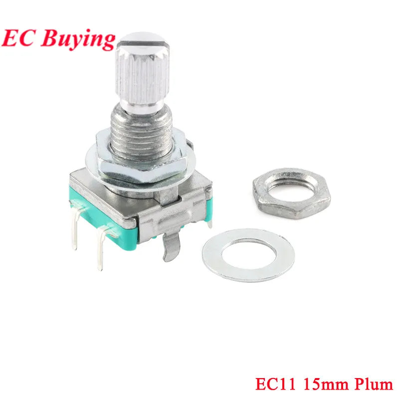 5Pcs/1pc Rotary Encoder EC11 EC12 EC16 15mm 20mm Half Plum Axis Handle Length Code Switch Digital Potentiometer with Switch 5Pin