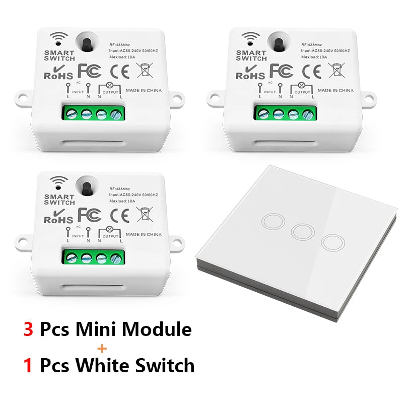 Diese 86 Switch Panel ON/OFF Touch Switch Wireless Light Switch 433Mhz Remote Control ,AC 85V~240V 10A Interruptor for Lighting