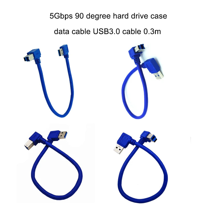 1pcs 90 Degree Angled USB 3.0 A Male AM to USB 3.0 B Type Male BM USB3.0 Cable For Printer Scanner HDD