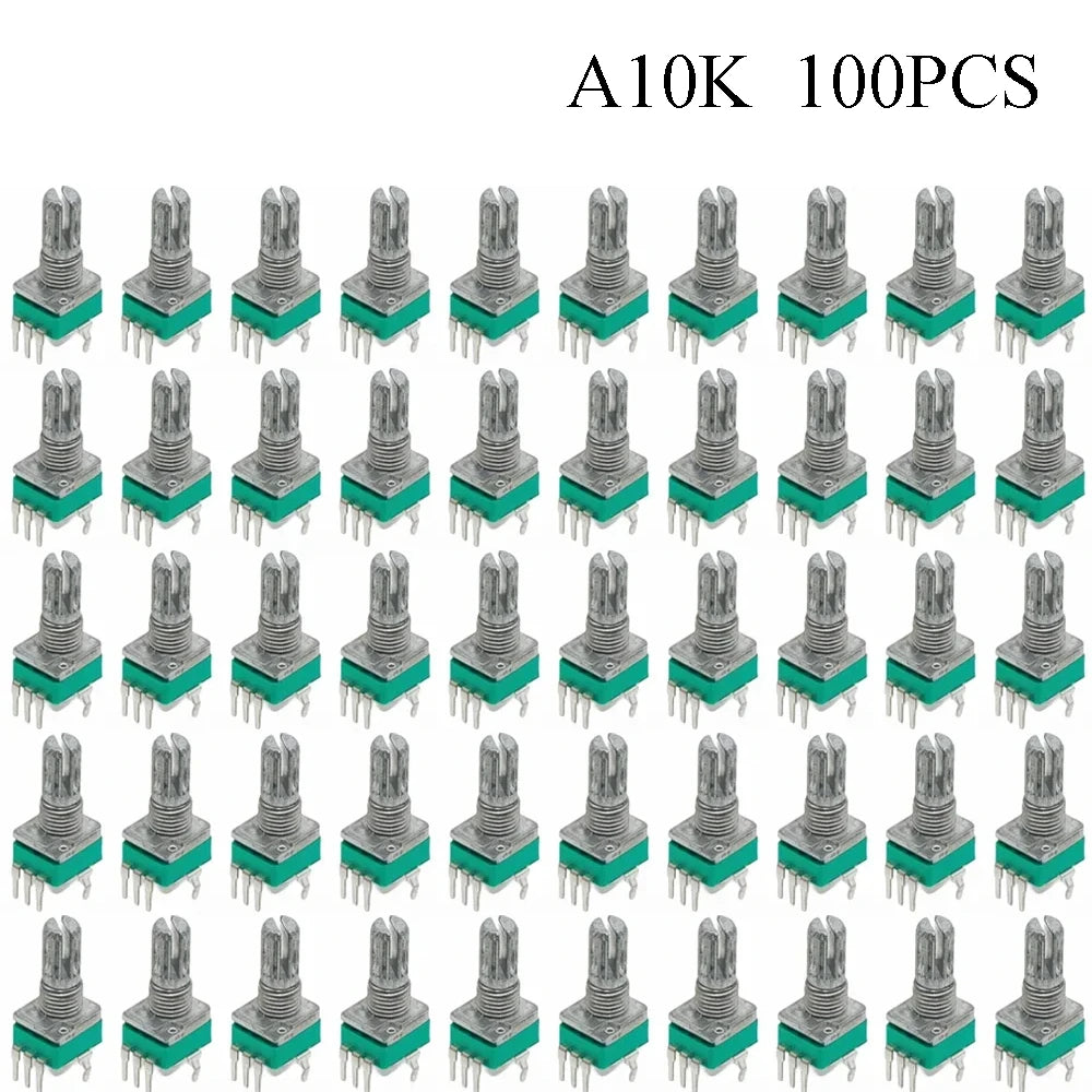 100PCS RK097 Precision Linear Potentiometer Vertical Single Link Shank 15mm D axis B2K B10K B20K B50K B100K B500K B1M
