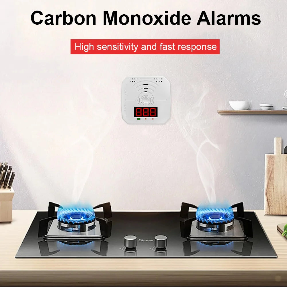 Digital CO Detector Battery Powered Mini CO Sensor Sound Light Warning CO Gas Monitor Alarm Home Safety