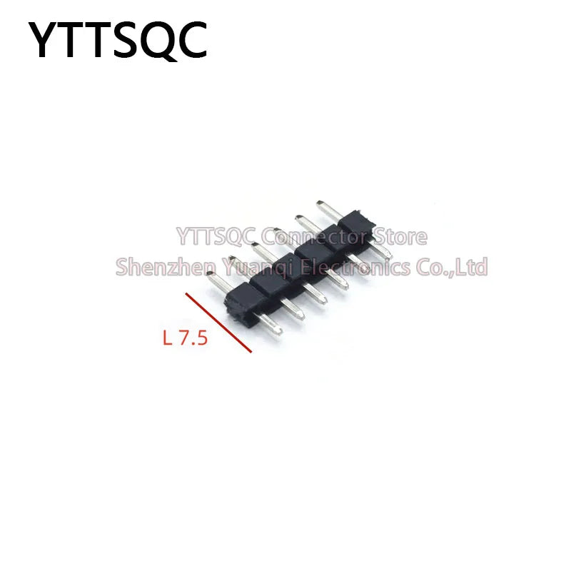 50PCS 2.54mm Pitch Pin Header Single Row Male Low Profile L7.5 Breakaway PCB Board Connector Straight Pinheader Plug 1*2P-40Pin