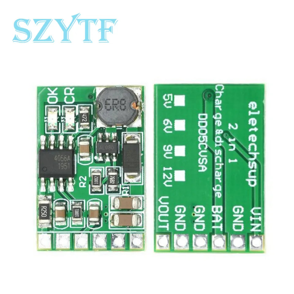DD05CVSA 1S Lithium Battery Boost Converter Module, 3.7V to 5V/6V/9V/12V DC-DC Step-Up Voltage Regulator for DIY Power Bank