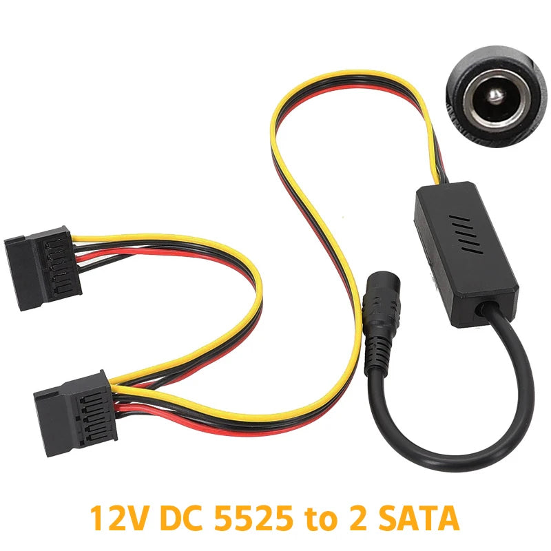 DC 5525 To SATA IDE Hard Drive Power Supply Cable DC 12V To 4Pin Molex/ SATA Hard Drive Cable Step-down Voltage Regulator