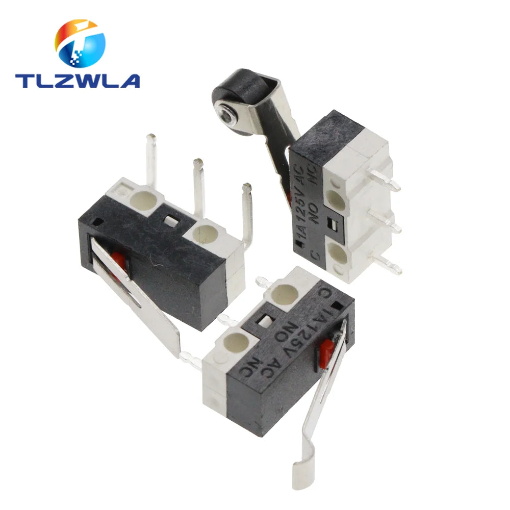 10PCS Micro Limit Switch Momentary Push Button Switch 1A 125V AC Mouse Switch 3Pins Long Handle Roller Lever Arm SPDT 12X6X6MM