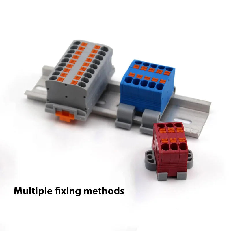 Electrical Cable Wire Connectors Push-in Terminal Block Universal Compact Wiring Multiple In Out Spliceable Mount On Din Rail